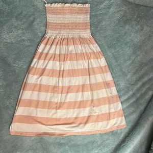 Small creamsicle (orange and white) dress scrunch tube top dress